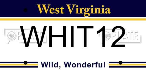 WHIT12 West Virginia License Plate