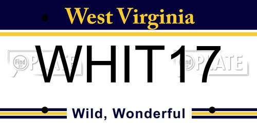 WHIT17 West Virginia License Plate