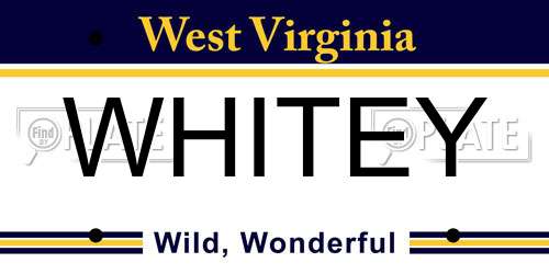 WHITEY West Virginia License Plate