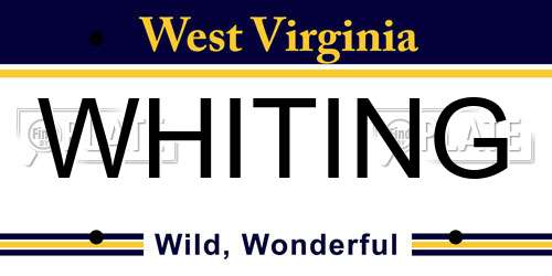 WHITING West Virginia License Plate