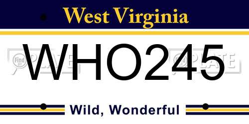 WHO245 West Virginia License Plate