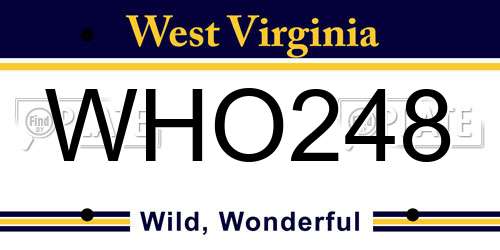 WHO248 West Virginia License Plate