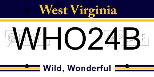 WHO24B West Virginia License Plate