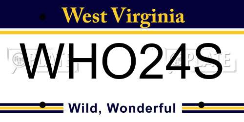 WHO24S West Virginia License Plate