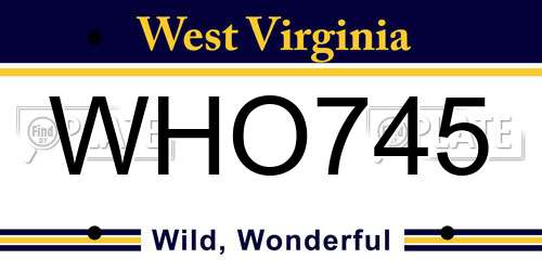 WHO745 West Virginia License Plate