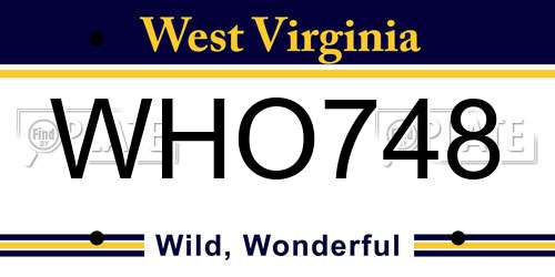 WHO748 West Virginia License Plate