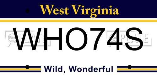 WHO74S West Virginia License Plate