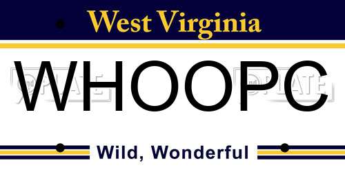 WHOOPC West Virginia License Plate