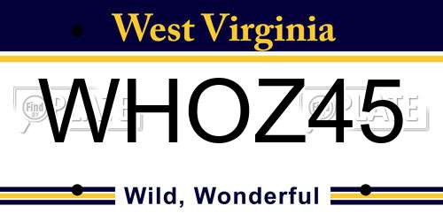 WHOZ45 West Virginia License Plate