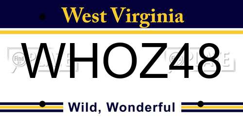 WHOZ48 West Virginia License Plate