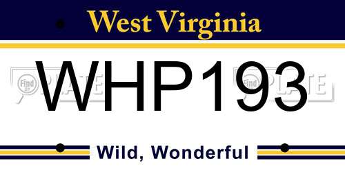 WHP193 West Virginia License Plate
