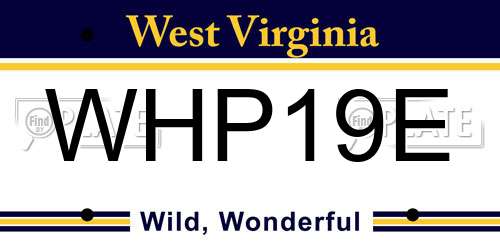 WHP19E West Virginia License Plate
