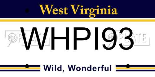 WHPI93 West Virginia License Plate
