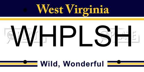 WHPLSH West Virginia License Plate