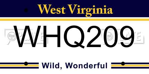 WHQ209 West Virginia License Plate