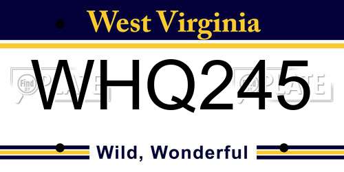 WHQ245 West Virginia License Plate