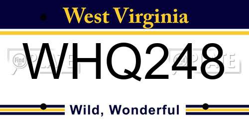 WHQ248 West Virginia License Plate