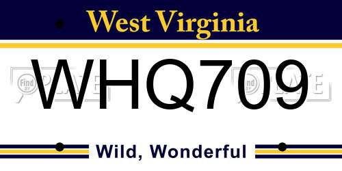 WHQ709 West Virginia License Plate