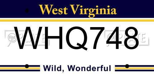 WHQ748 West Virginia License Plate
