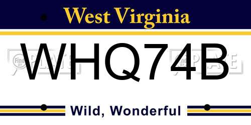 WHQ74B West Virginia License Plate