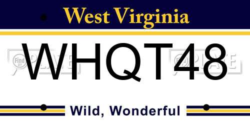 WHQT48 West Virginia License Plate