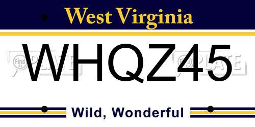 WHQZ45 West Virginia License Plate