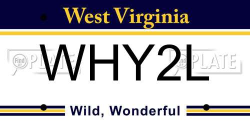 WHY2L West Virginia License Plate