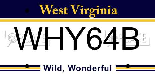 WHY64B West Virginia License Plate