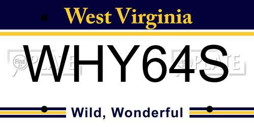 WHY64S West Virginia License Plate