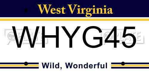WHYG45 West Virginia License Plate
