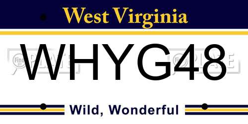 WHYG48 West Virginia License Plate