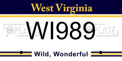 WI989 West Virginia License Plate