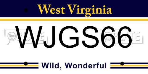 WJGS66 West Virginia License Plate