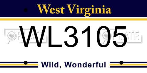 WL3105 West Virginia License Plate