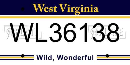 WL36138 West Virginia License Plate