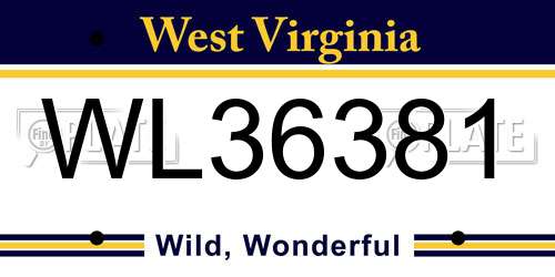 WL36381 West Virginia License Plate