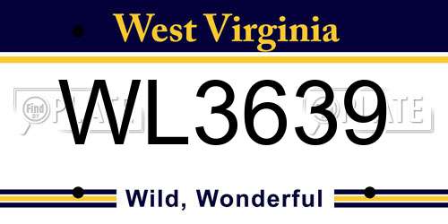 WL3639 West Virginia License Plate