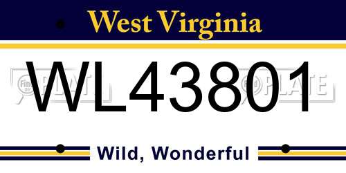 WL43801 West Virginia License Plate