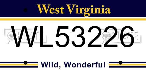 WL53226 West Virginia License Plate