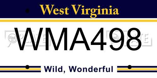 WMA498 West Virginia License Plate