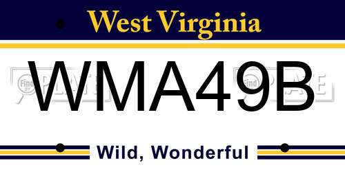 WMA49B West Virginia License Plate