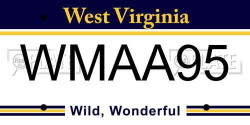 WMAA95 West Virginia License Plate