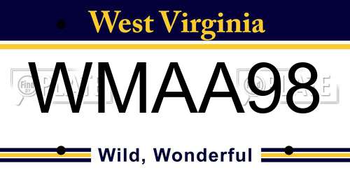 WMAA98 West Virginia License Plate
