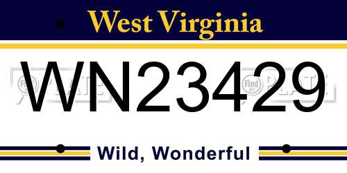 WN23429 West Virginia License Plate