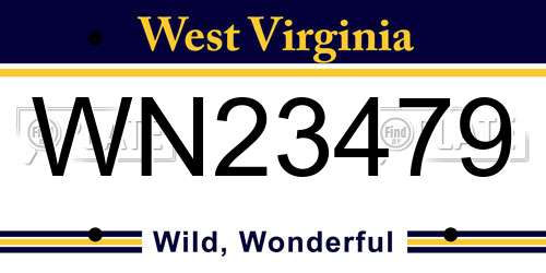 WN23479 West Virginia License Plate