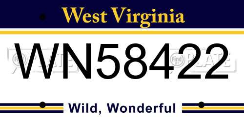 WN58422 West Virginia License Plate