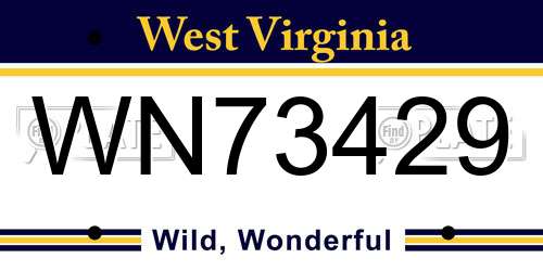 WN73429 West Virginia License Plate