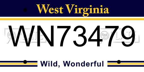 WN73479 West Virginia License Plate