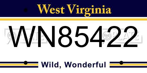 WN85422 West Virginia License Plate