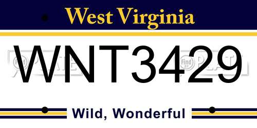 WNT3429 West Virginia License Plate